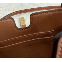 Best Luxury Celine 16 Strap Pochette Mini Bag in Supple Calfskin 10M443 Brown 2024