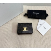 Best Design Celine Business Card Holder Wallet Triomphe Canvas and Lambskin 10M122 2024