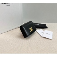 Pretty Style Celine Business Card Holder Wallet in Shiny Calfskin 10M123 Black 2024