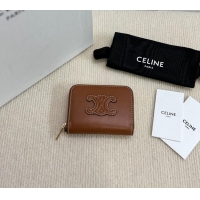 Market Sells Celine Compact Zip Wallet Cuir Triomphe in Smooth Calfskin 10K533 Brown 2024