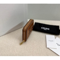 Market Sells Celine Compact Zip Wallet Cuir Triomphe in Smooth Calfskin 10K533 Brown 2024
