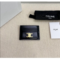 Buy Classic Celine Card Holder Wallet Triomphe in Shiny Calfskin 10L833 Black 2024