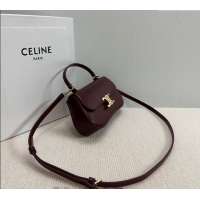 New Cheap Celine Teen Lola Shoulder bag in Shiny Calfskin 119533 Burgundy 2024