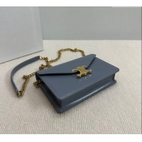 Market Sells Celine Wallet on Chain Mini Bag Triomphe in Shiny Calfskin 10L033 Dusty Blue 2024