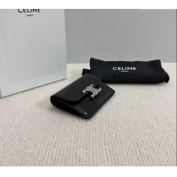 Good Quality Celine Card Holder Wallet with Flap Triomphe in Shiny Calfskin 10I583 Black 2024