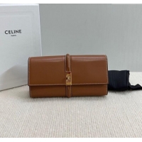 Best Price Celine Large Wallet 16 in Satinated Calfskin 10M033 Brown 2025