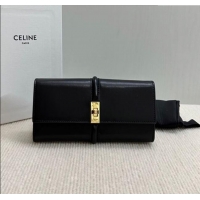 Inexpensive Celine Large Wallet 16 in Satinated Calfskin 10M033 Black 2025