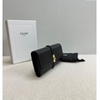 Inexpensive Celine Large Wallet 16 in Satinated Calfskin 10M033 Black 2025