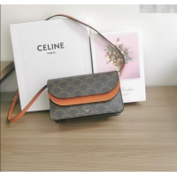 Buy Classic Celine Wallet on Strap Mini Bag in Triomphe Canvas and Lambskin 10D852 Brown 2025