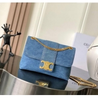 Top Grade Celine Teen Victoire Shoulder bag in Denim 116593 Blue 2025