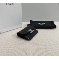 Best Grade Celine Triomphe Card Case Wallet 10L583 Black/Silver 2025