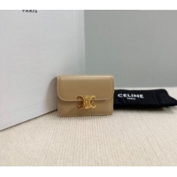 Modern Classic Celine Triomphe Card Case Wallet 10L583 Beige 2025