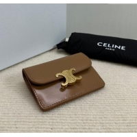 Unique Discount Celine Triomphe Card Case Wallet 10L583 Brown 2025