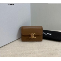 Unique Discount Celine Triomphe Card Case Wallet 10L583 Brown 2025