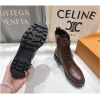 Good Quality Louis Vuitton Citizen Flat Ranger Ankle Boots with Chain and Tag in Leather Brown 1AIUQN 51021094