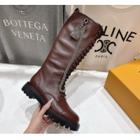 Best Product Louis Vuitton Citizen Flat Ranger High Boots with Tag and Chain Brown 1AIUQN 1021096