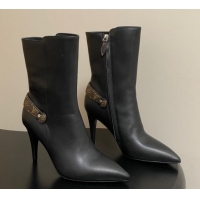 Best Grade Louis Vuitton Legacy Heel Ankle Boots 9.5cm in Calf Leather with Back Strap Black 1AIEUG 1021097
