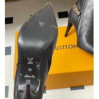 Best Grade Louis Vuitton Legacy Heel Ankle Boots 9.5cm in Calf Leather with Back Strap Black 1AIEUG 1021097