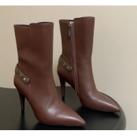Discount Louis Vuitton Legacy Heel Ankle Boots 9.5cm in Calf Leather with Back Strap Brown 2025 1AIEUG 1021098