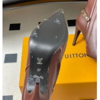 Discount Louis Vuitton Legacy Heel Ankle Boots 9.5cm in Calf Leather with Back Strap Brown 2025 1AIEUG 1021098