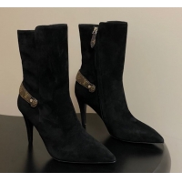 Low Price Louis Vuitton Legacy Heel Ankle Boots 9.5cm in Suede and Back Strap Black 2025 1AIEUG 1021099