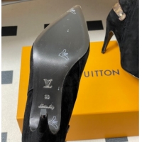 Low Price Louis Vuitton Legacy Heel Ankle Boots 9.5cm in Suede and Back Strap Black 2025 1AIEUG 1021099
