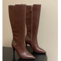 Stylish Louis Vuitton Legacy Heel High Boots 9.5cm in Calf Leather Brown 1AIEUG 1021102