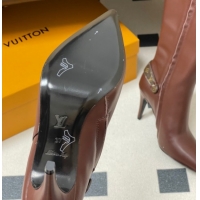 Stylish Louis Vuitton Legacy Heel High Boots 9.5cm in Calf Leather Brown 1AIEUG 1021102