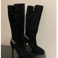 Sophisticated Louis Vuitton Legacy Heel High Boots 9.5cm in Suede Black 1AIEUG 1021103