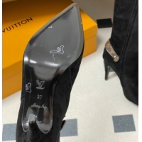 Sophisticated Louis Vuitton Legacy Heel High Boots 9.5cm in Suede Black 1AIEUG 1021103