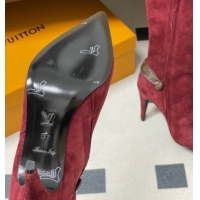 Buy Luxury Louis Vuitton Legacy Heel High Boots 9.5cm in Suede Burgundy 1AIEUG 1021104