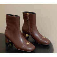 Perfect Louis Vuitton Swing Heel Ankle Boots 5.5cm in Calf Leather Brown 1AID092 1021147