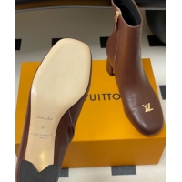 Perfect Louis Vuitton Swing Heel Ankle Boots 5.5cm in Calf Leather Brown 1AID092 1021147