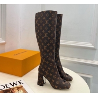 Hot Style Louis Vuitton Swing Heel High Boots 9cm Monogram Canvas 1AID09 1021105