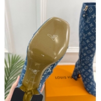 Perfect Louis Vuitton Swing Heel High Boots 9cm in Blue Monogram Denim 1AID09 1021106