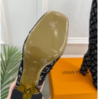 Classic Hot Louis Vuitton Swing Heel High Boots 9cm in Black Monogram Denim 2025 1AID09 1021107