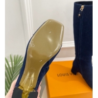 Popular Style Louis Vuitton Swing Heel High Boots 9cm in Navy Blue Denim 1AID09 1021108