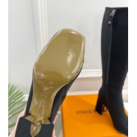 Buy Luxury Louis Vuitton Swing Heel High Boots 9cm in Matte Leather All Black 1AID09 1021111