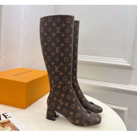 Most Popular Louis Vuitton Swing Heel High Boots 5.5cm in Monogram Canvas 1AID09 1021112