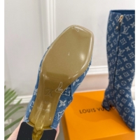 Best Price Louis Vuitton Swing Heel High Boots 5.5cm in Blue Monogram Denim 1AID09 1021113
