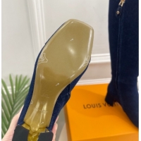 Purchase Louis Vuitton Swing Heel High Boots 5.5cm in Navy Blue Denim 1AID09 1021115
