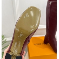 Good Quality Louis Vuitton Swing Heel High Boots 5.5cm in Calf Leather Burgundy 1AID09 1021117