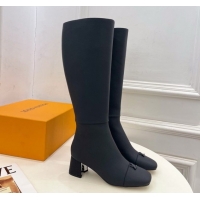 Best Product Louis Vuitton Swing Heel High Boots 5.5cm in Matte Leather All Black 1AID09 1021118