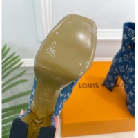 Best Grade Louis Vuitton Swing Heel Platform Ankle Boots 11cm in Monogram Denim Blue 1AID09 51021120
