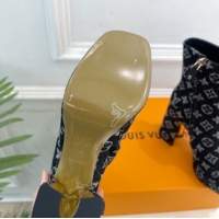 Luxurious Louis Vuitton Swing Heel Platform Ankle Boots 11cm in Monogram Denim Black 1AID09 1021121
