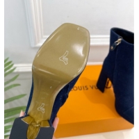 Low Price Louis Vuitton Swing Heel Platform Ankle Boots 11cm in Navy Blue Denim 1AID09 1021122