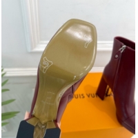 Good Looking Louis Vuitton Swing Heel Platform Ankle Boots 11cm in Calf Leather Burgundy 1AID09 1021123