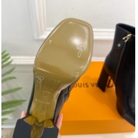 Pretty Style Louis Vuitton Swing Heel Platform Ankle Boots 11cm in Calf Leather Black 1AID09 1021124