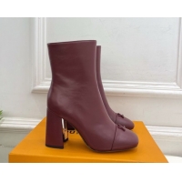 Good Quality Louis Vuitton Swing Heel Ankle Boots 9cm in Calf Leather Burgundy 1AID092 1021127