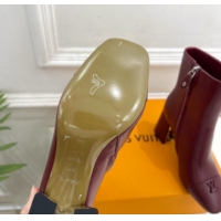 Good Quality Louis Vuitton Swing Heel Ankle Boots 9cm in Calf Leather Burgundy 1AID092 1021127